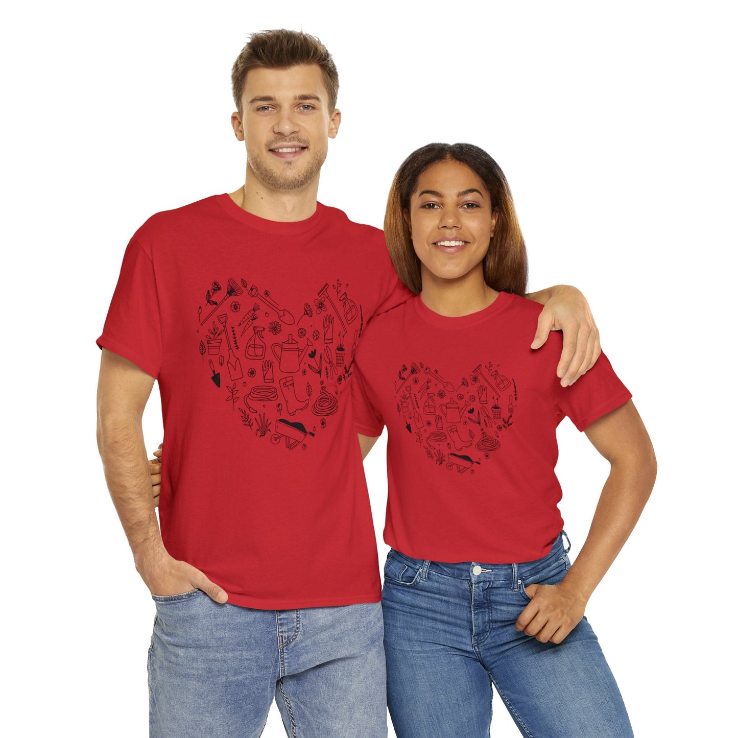 Heart Gardening Shirt for Garden Lover Unisex Heavy Cotton Tee.