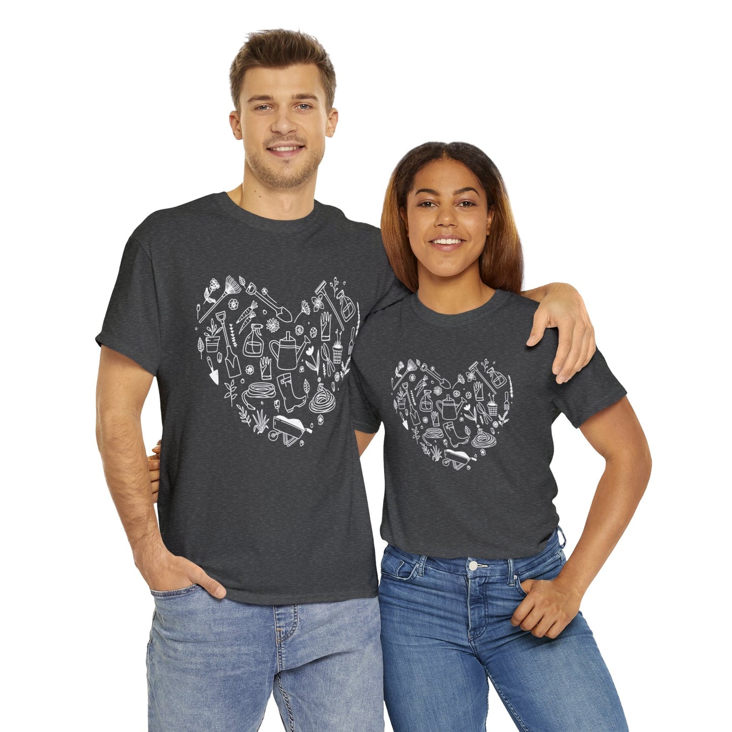 Heart Gardening Shirt for Garden Lover Unisex Heavy Cotton Tee.