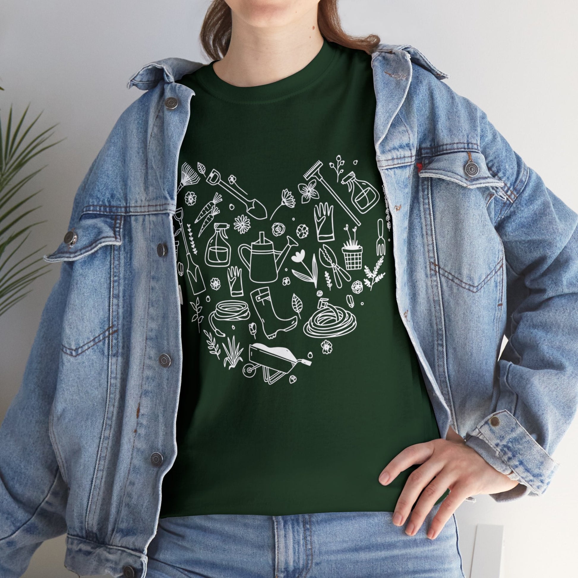 Heart Gardening Shirt for Garden Lover Unisex Heavy Cotton Tee.