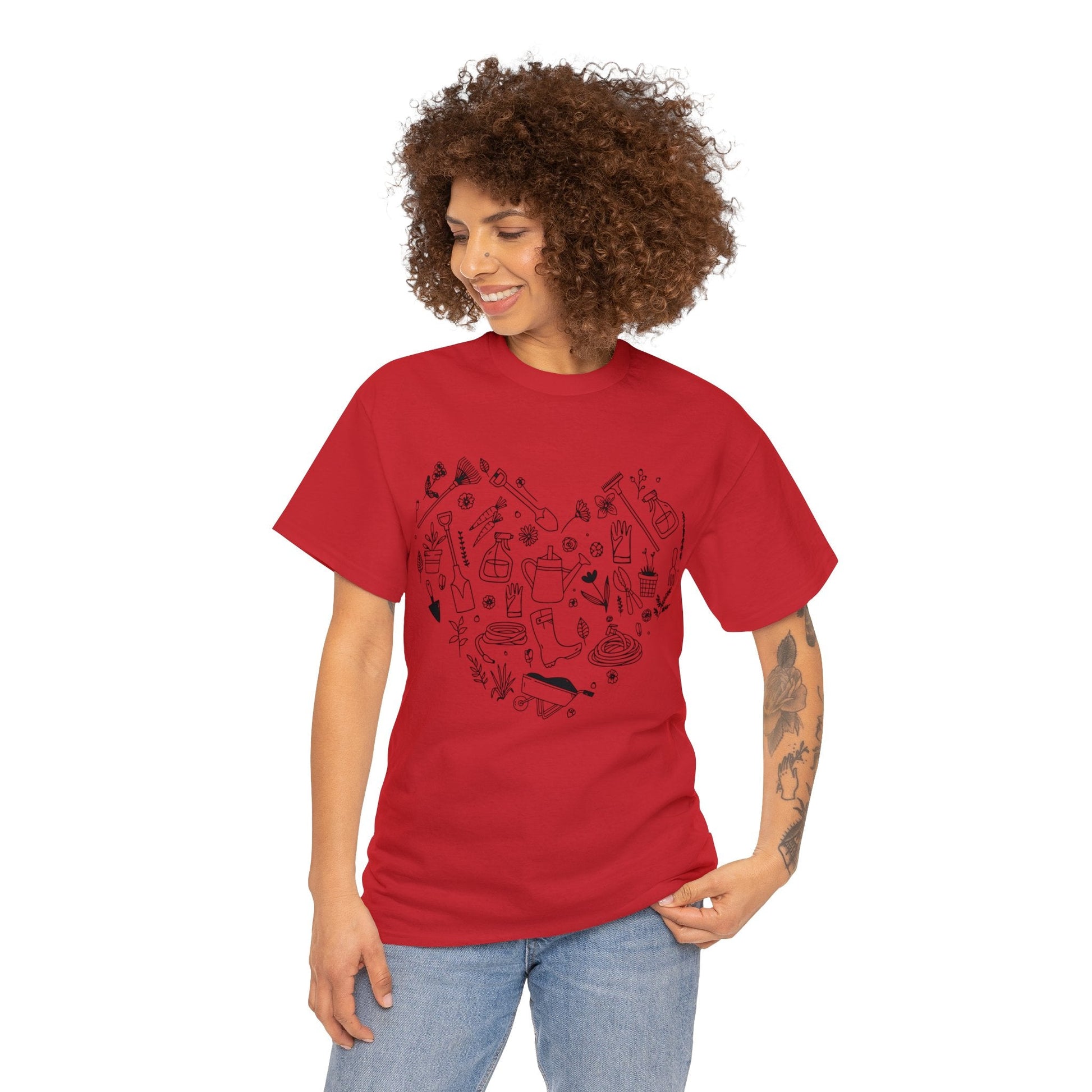 Heart Gardening Shirt for Garden Lover Unisex Heavy Cotton Tee.