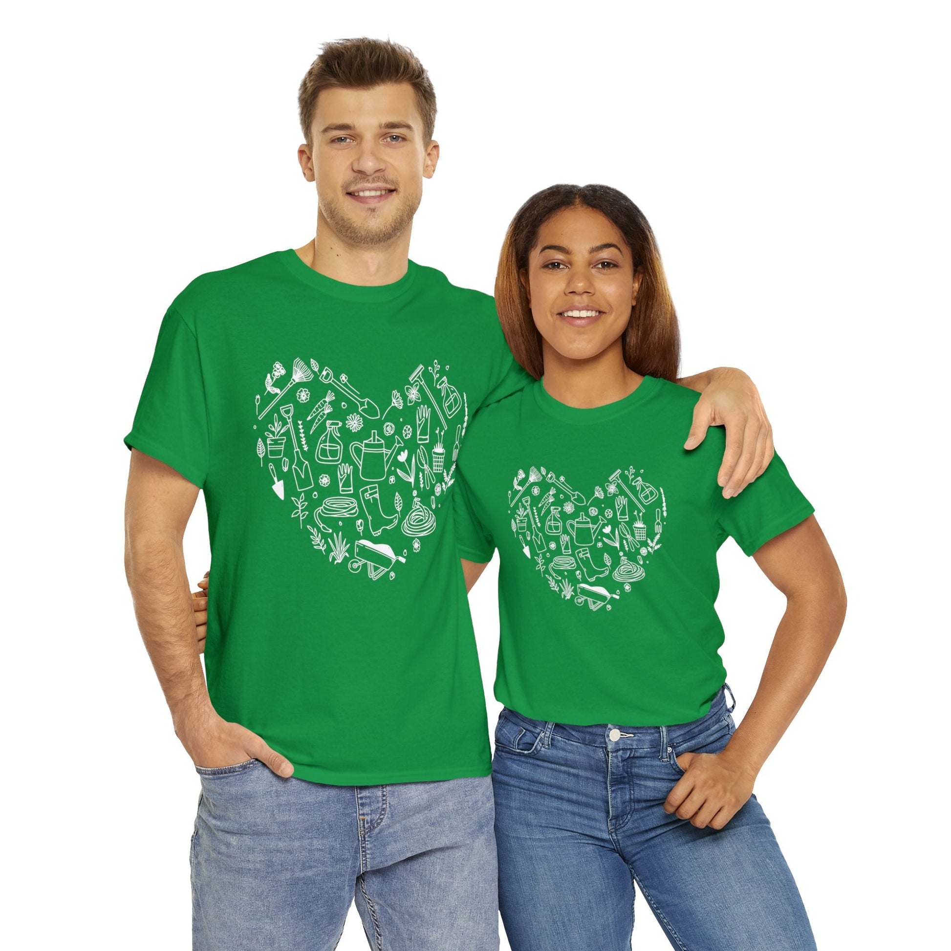 Heart Gardening Shirt for Garden Lover Unisex Heavy Cotton Tee.