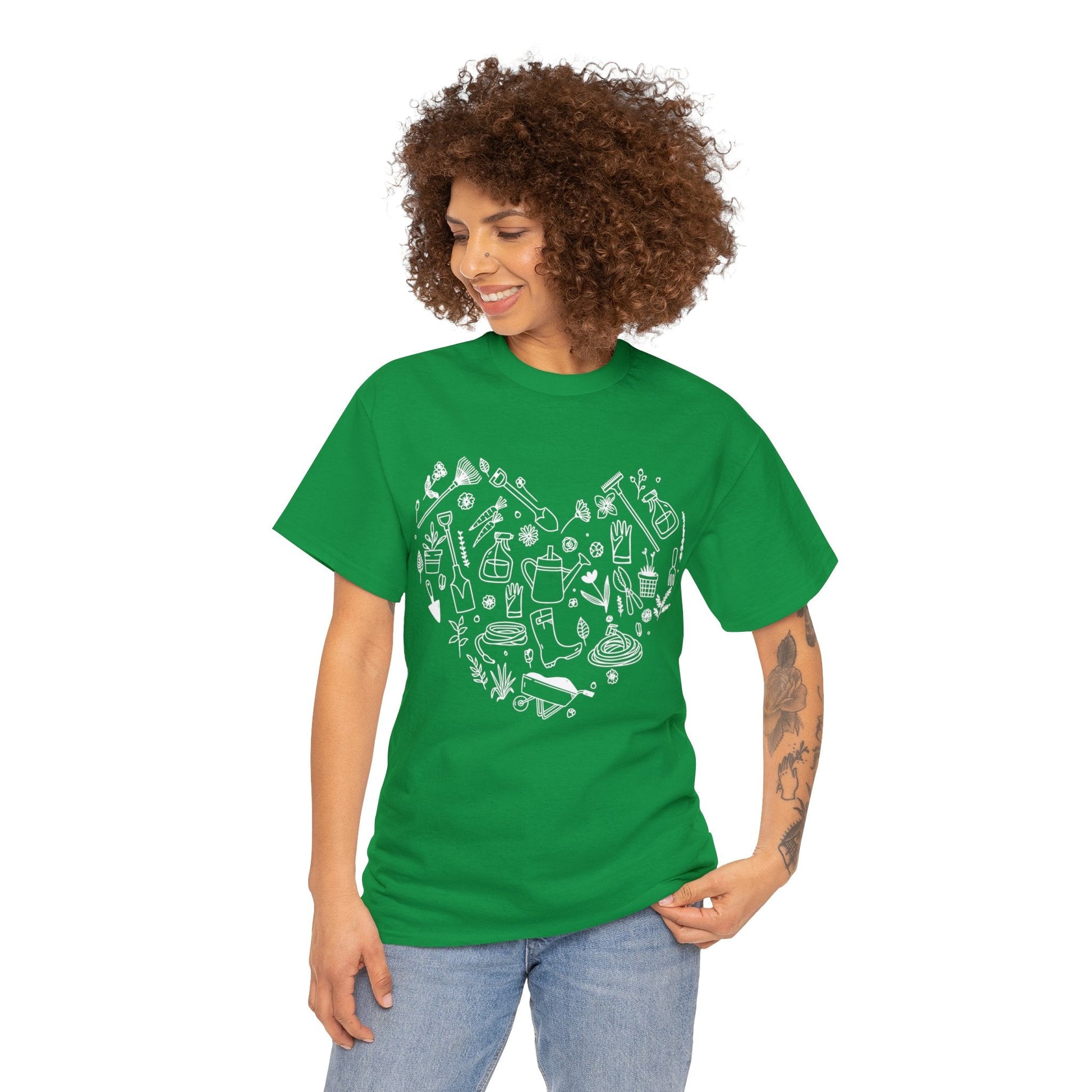 Heart Gardening Shirt for Garden Lover Unisex Heavy Cotton Tee.