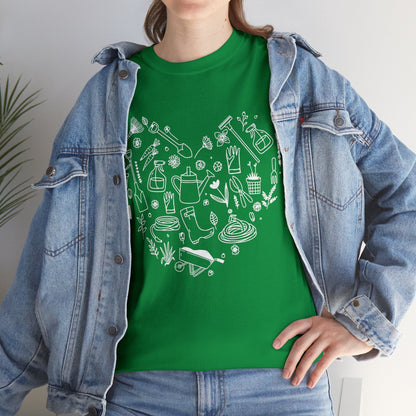 Heart Gardening Shirt for Garden Lover Unisex Heavy Cotton Tee.