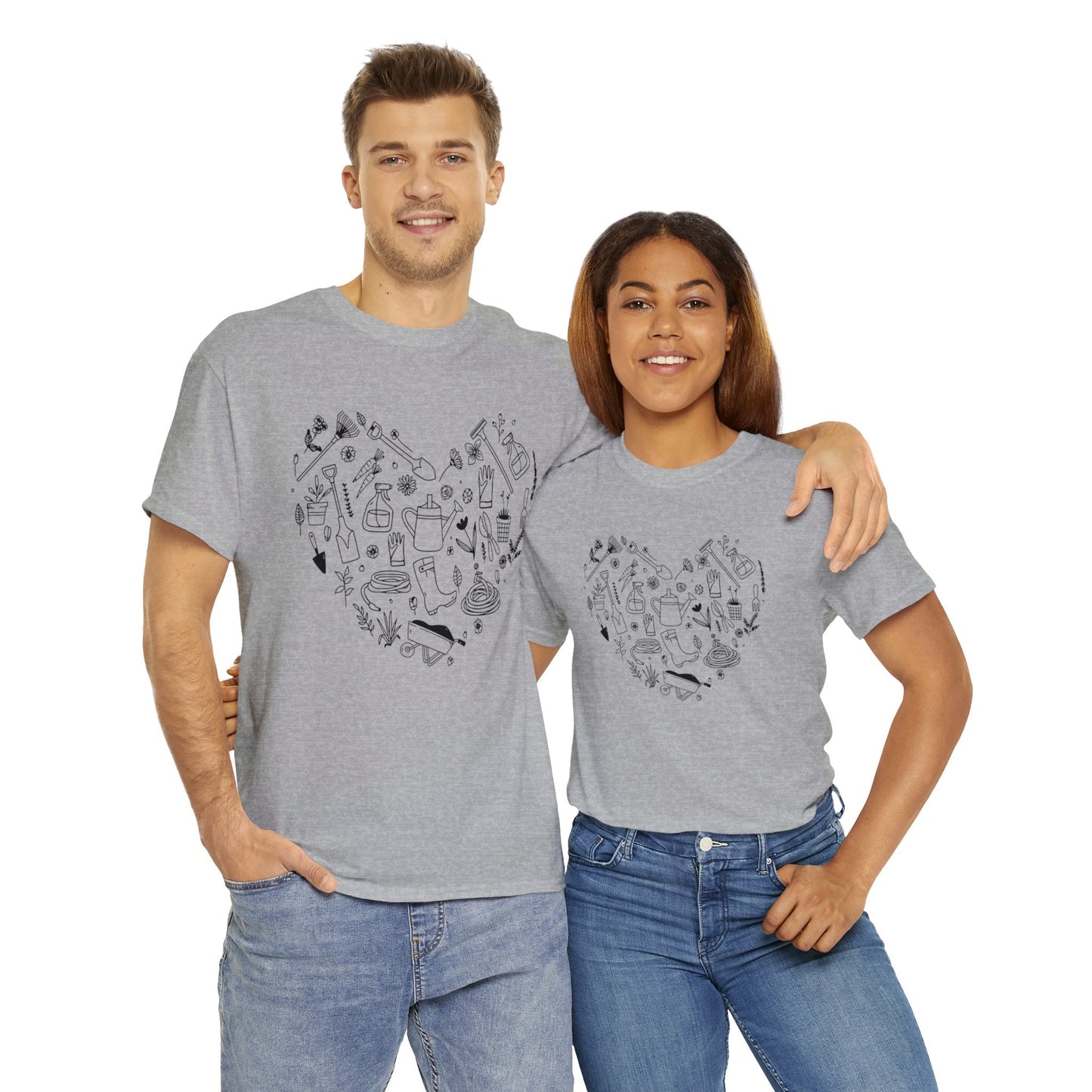 Heart Gardening Shirt for Garden Lover Unisex Heavy Cotton Tee.