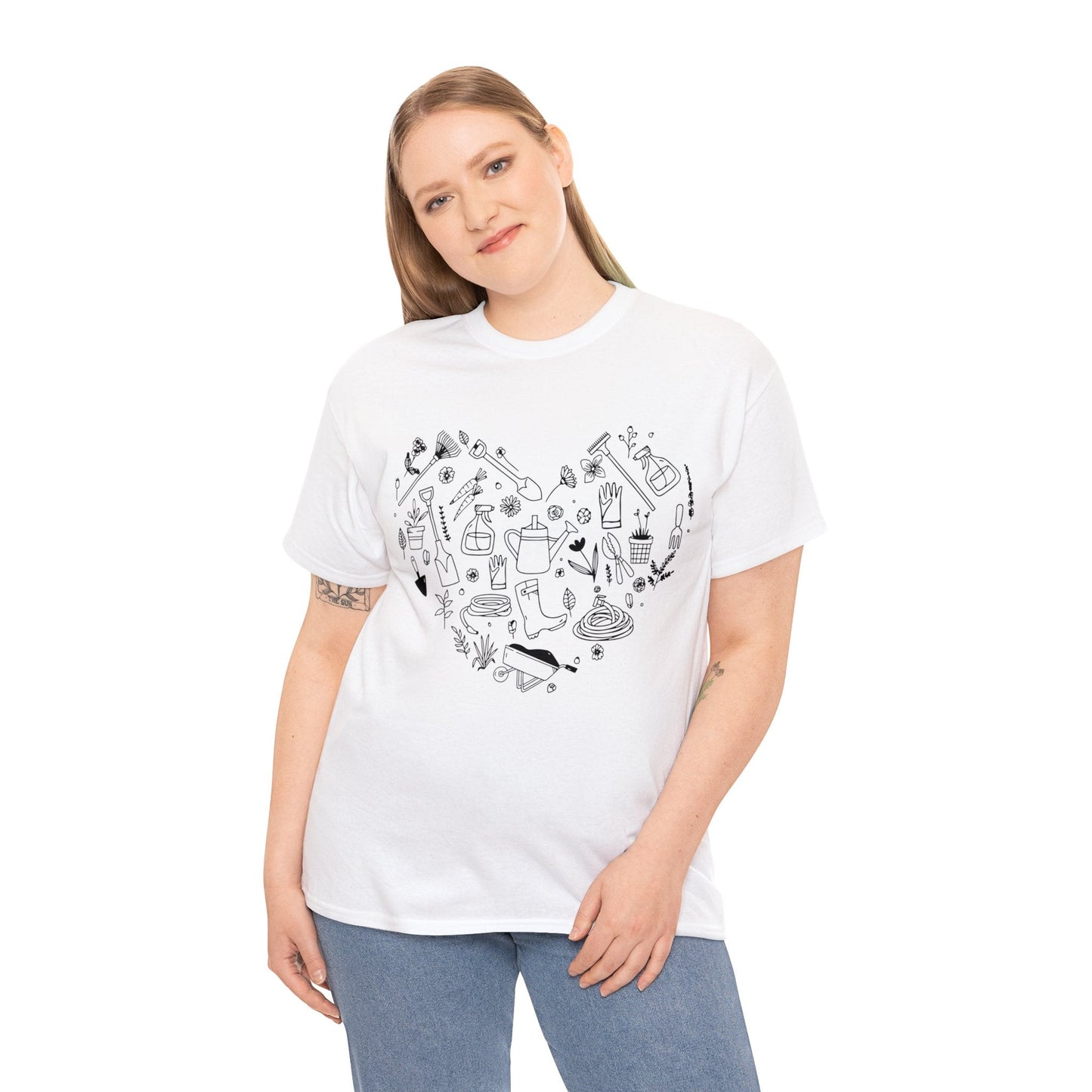 Heart Gardening Shirt for Garden Lover Unisex Heavy Cotton Tee.