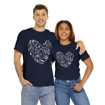 Heart Gardening Shirt for Garden Lover Unisex Heavy Cotton Tee.