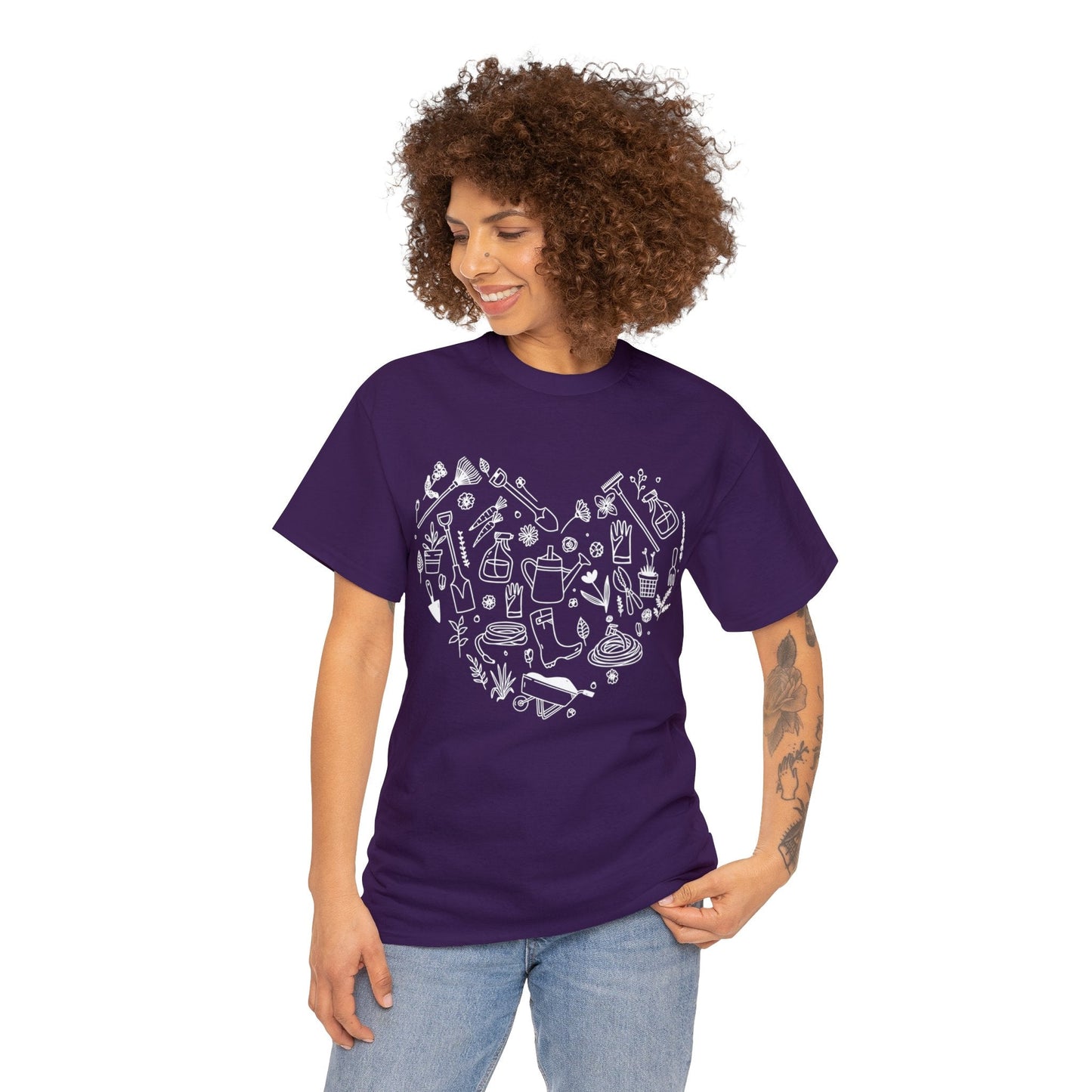 Heart Gardening Shirt for Garden Lover Unisex Heavy Cotton Tee.