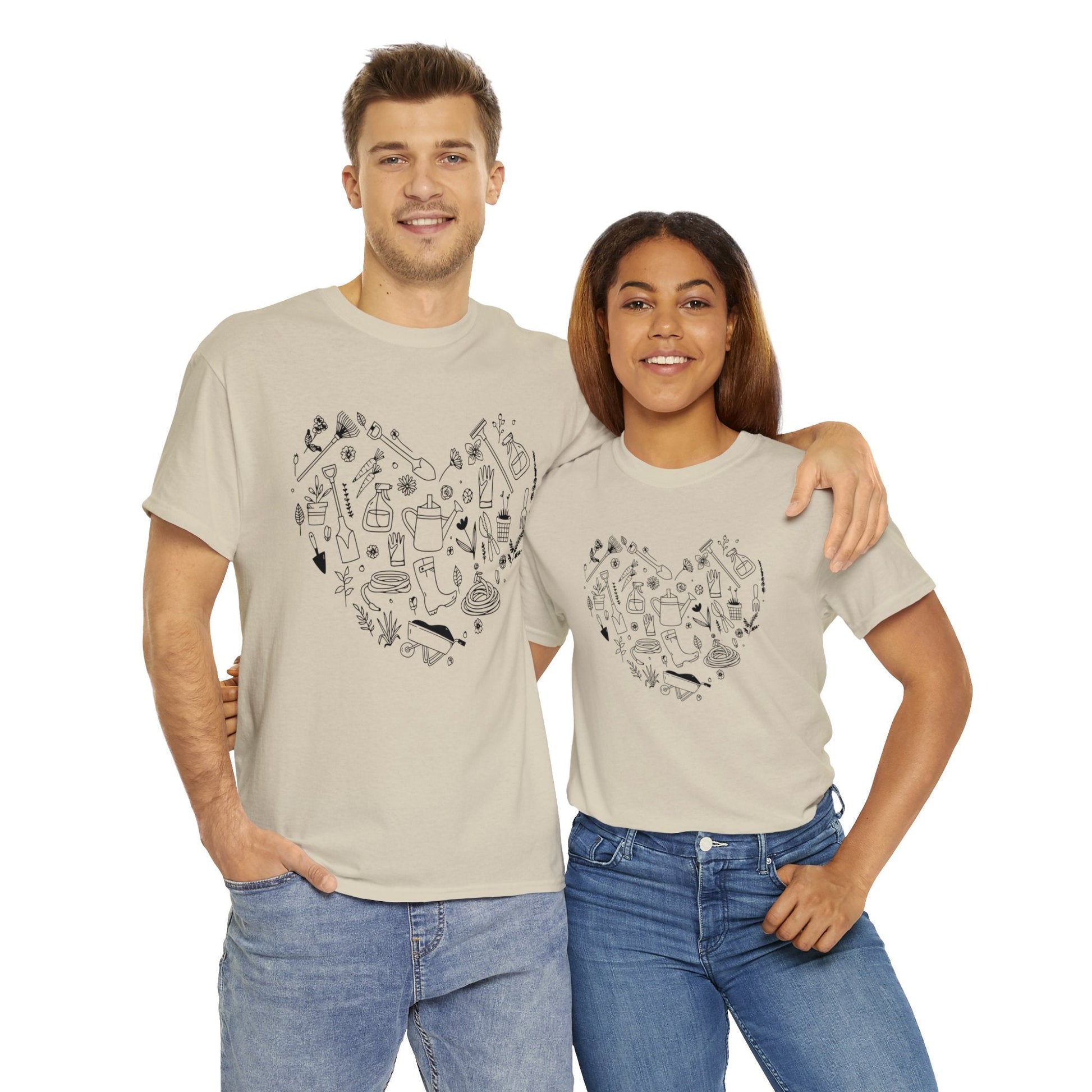 Heart Gardening Shirt for Garden Lover Unisex Heavy Cotton Tee.