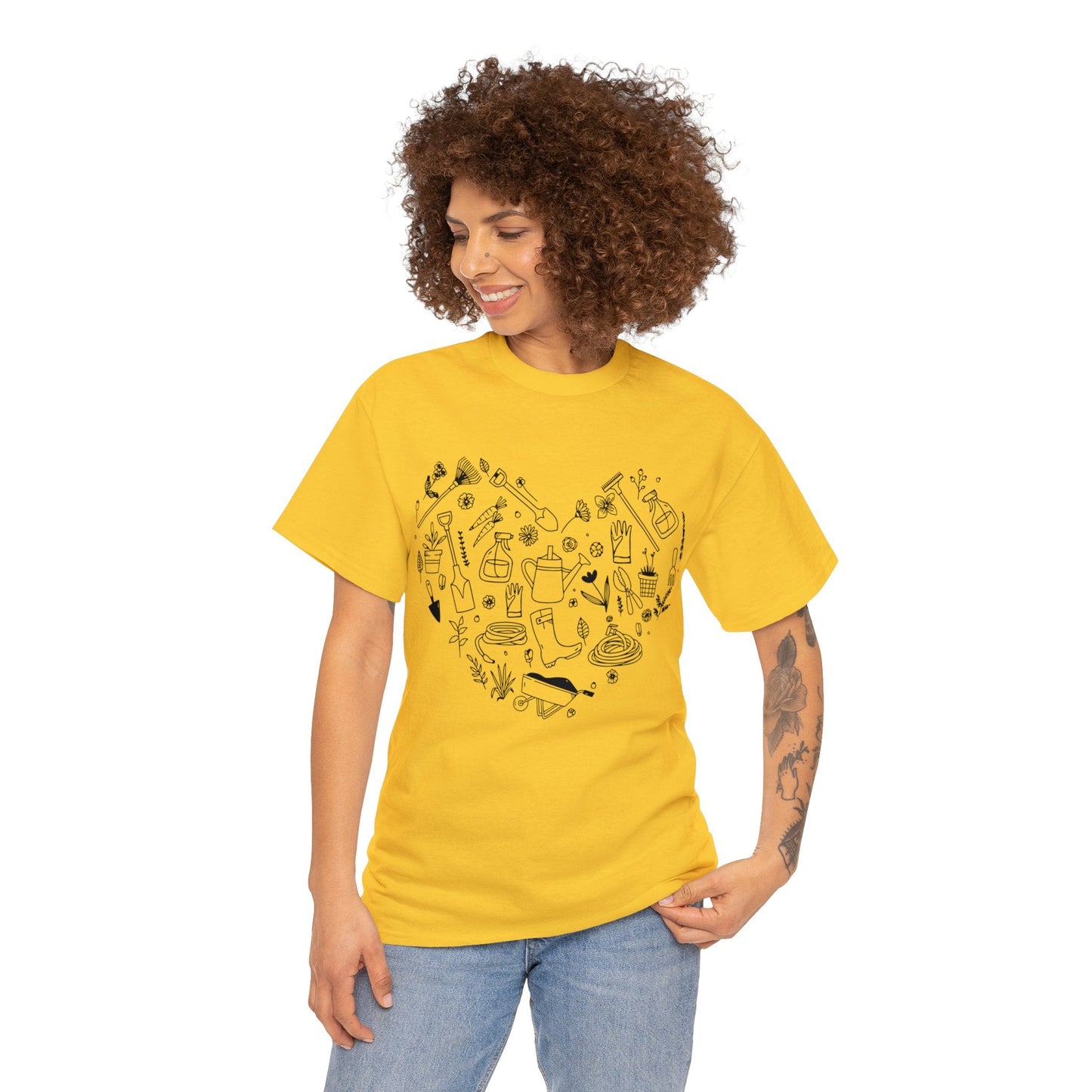 Heart Gardening Shirt for Garden Lover Unisex Heavy Cotton Tee.