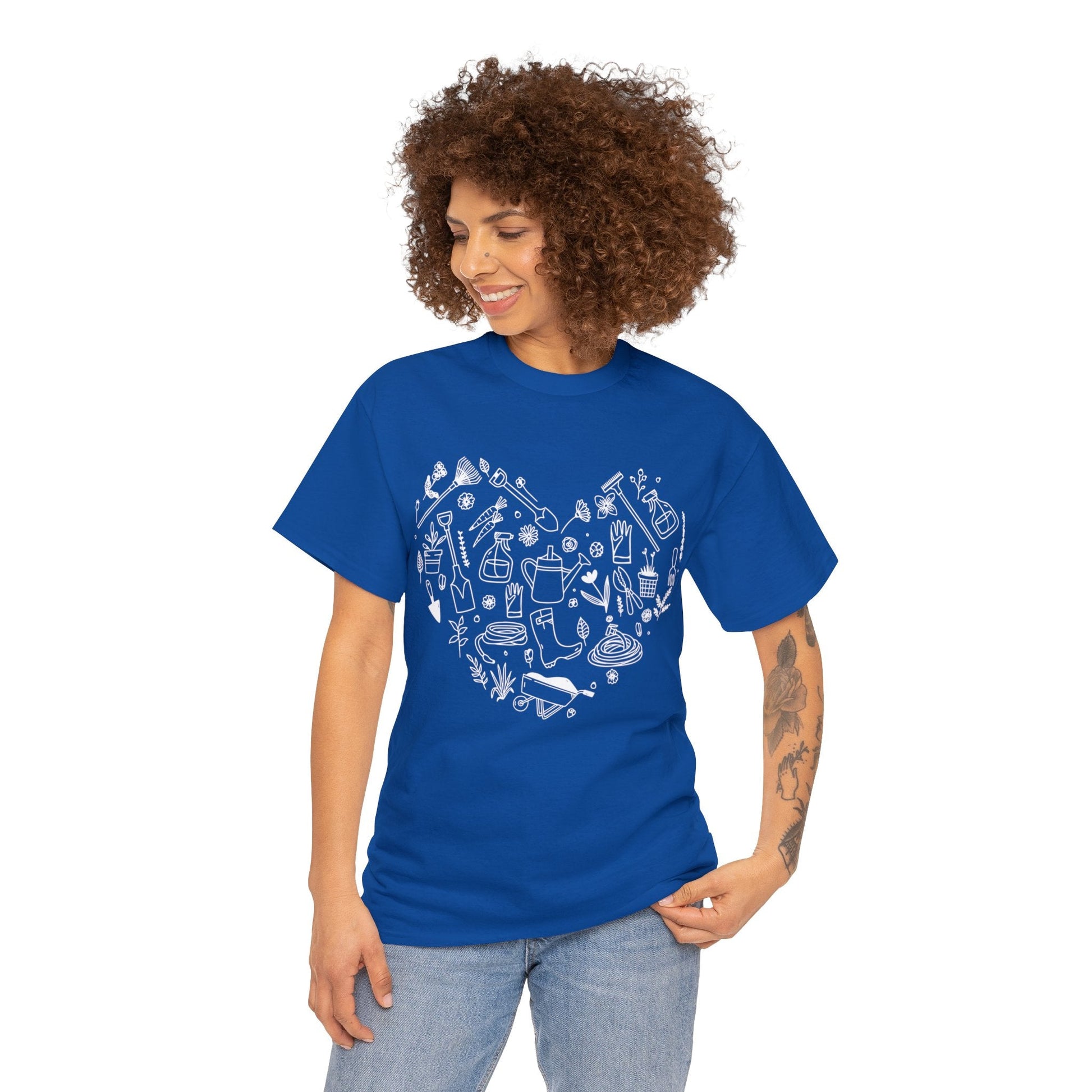 Heart Gardening Shirt for Garden Lover Unisex Heavy Cotton Tee.