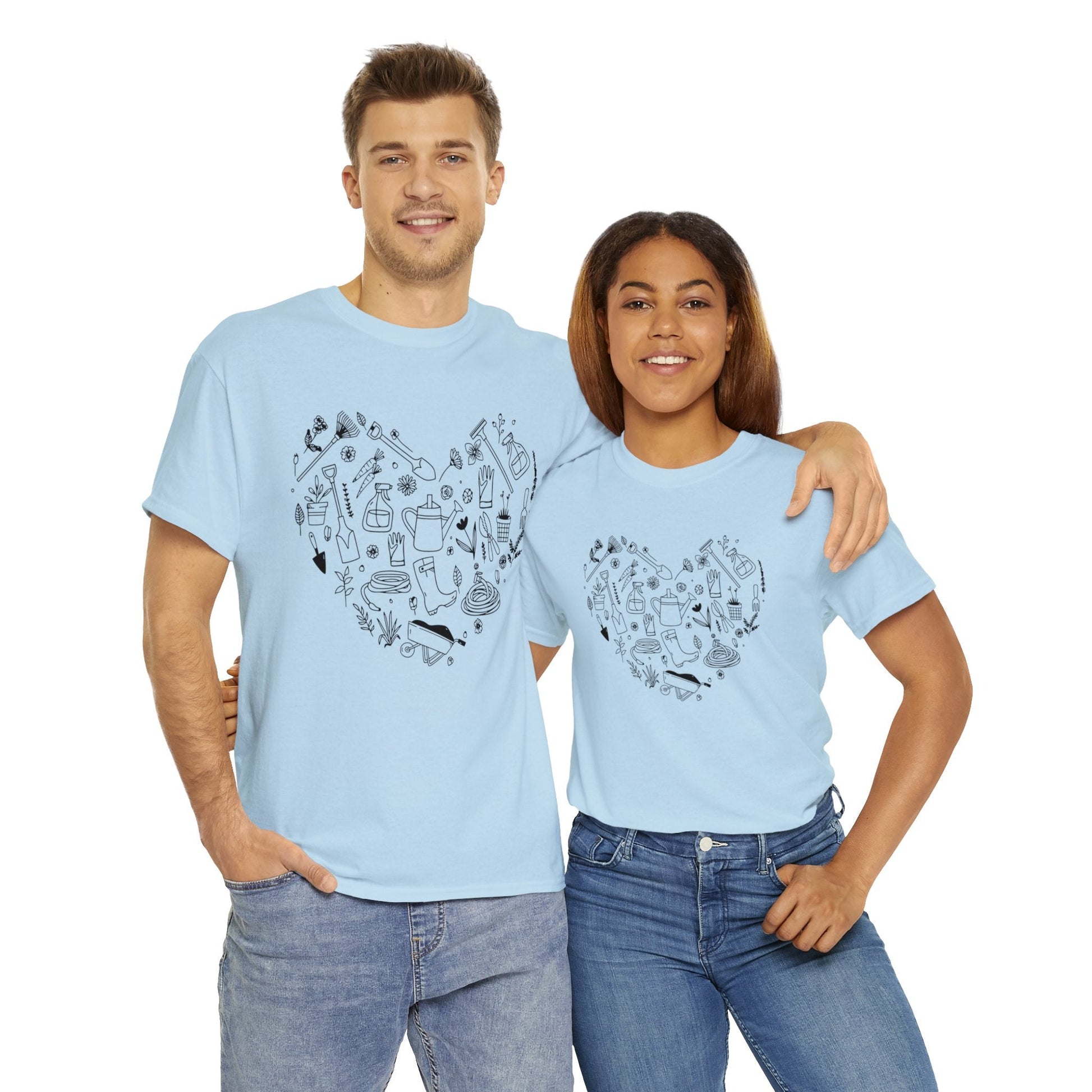 Heart Gardening Shirt for Garden Lover Unisex Heavy Cotton Tee.