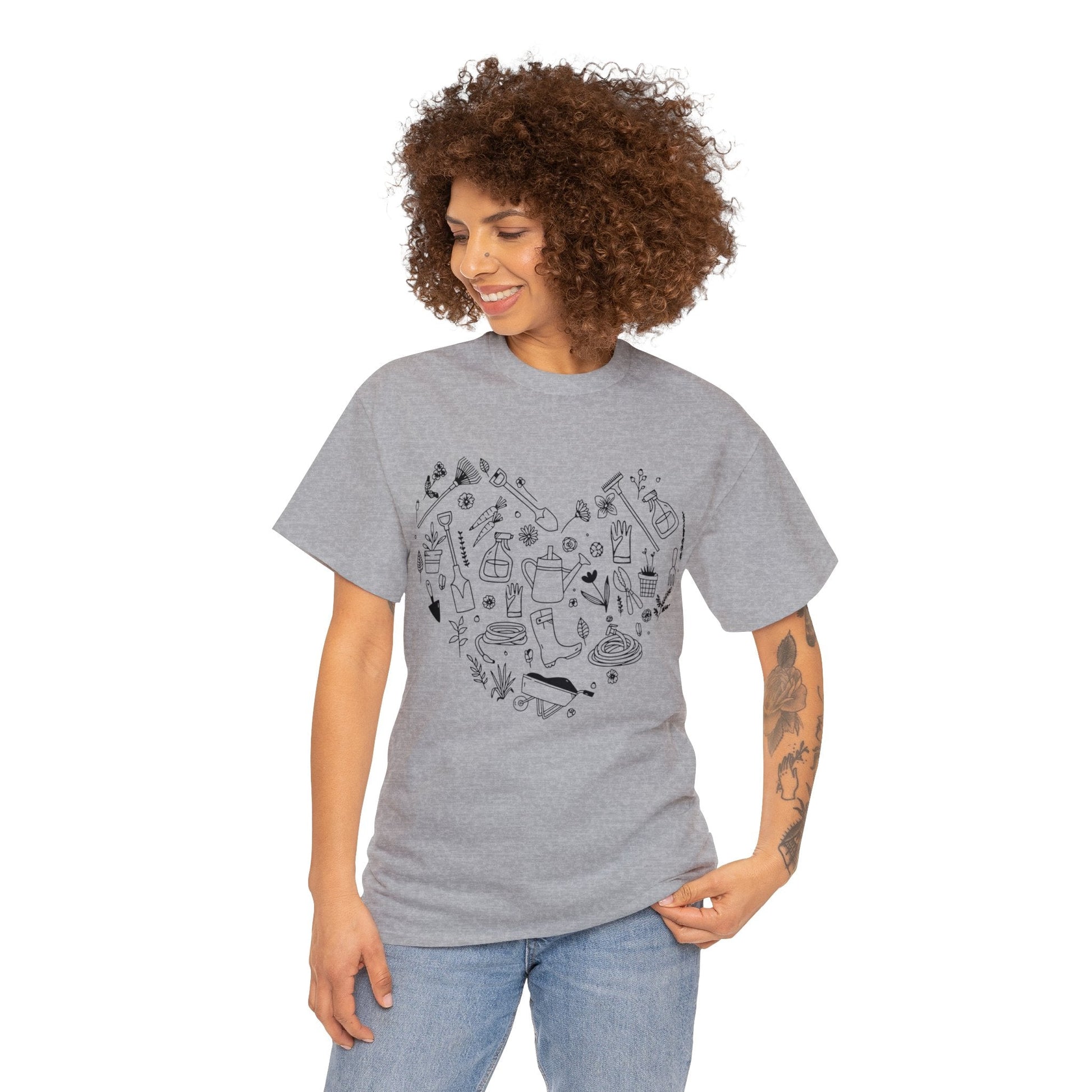 Heart Gardening Shirt for Garden Lover Unisex Heavy Cotton Tee.