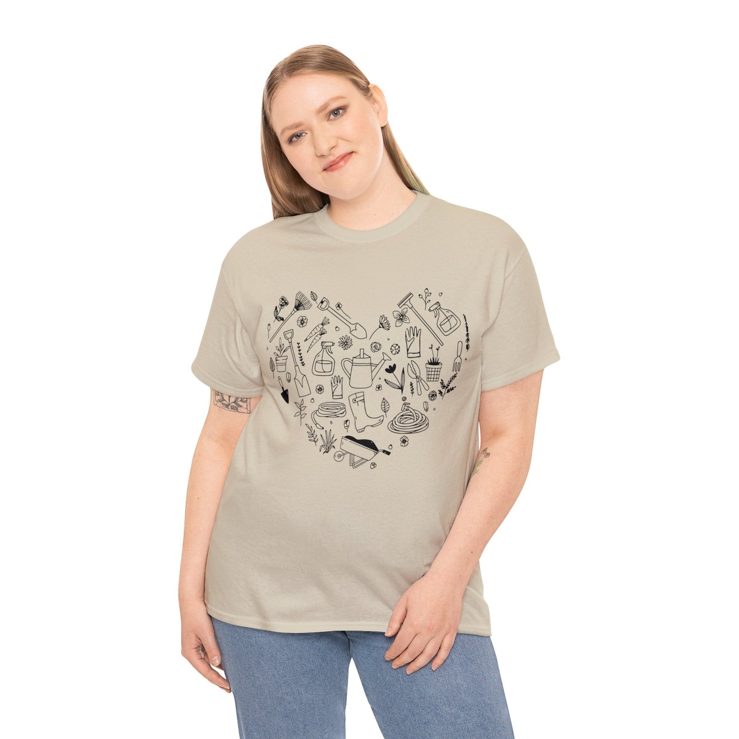 Heart Gardening Shirt for Garden Lover Unisex Heavy Cotton Tee.