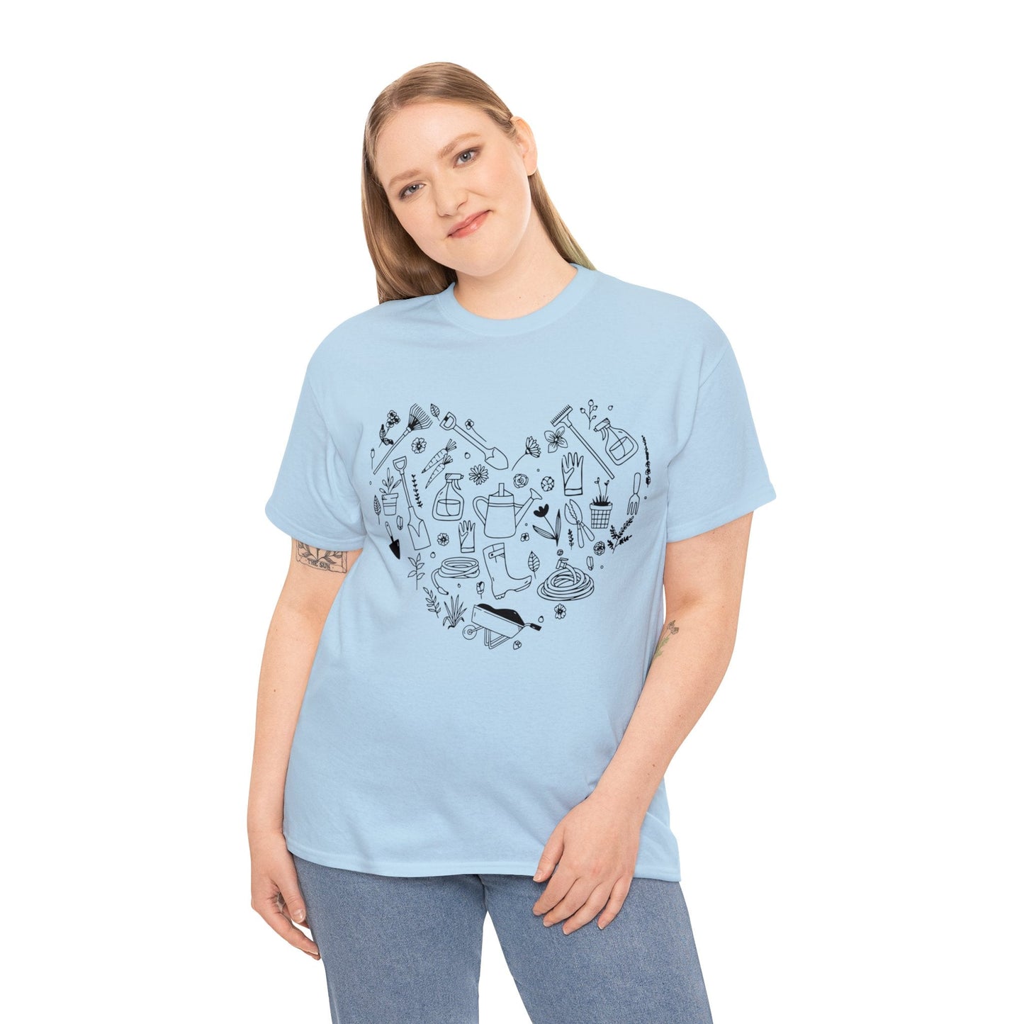 Heart Gardening Shirt for Garden Lover Unisex Heavy Cotton Tee.