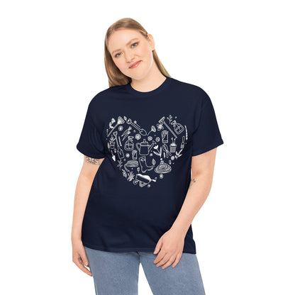 Heart Gardening Shirt for Garden Lover Unisex Heavy Cotton Tee.