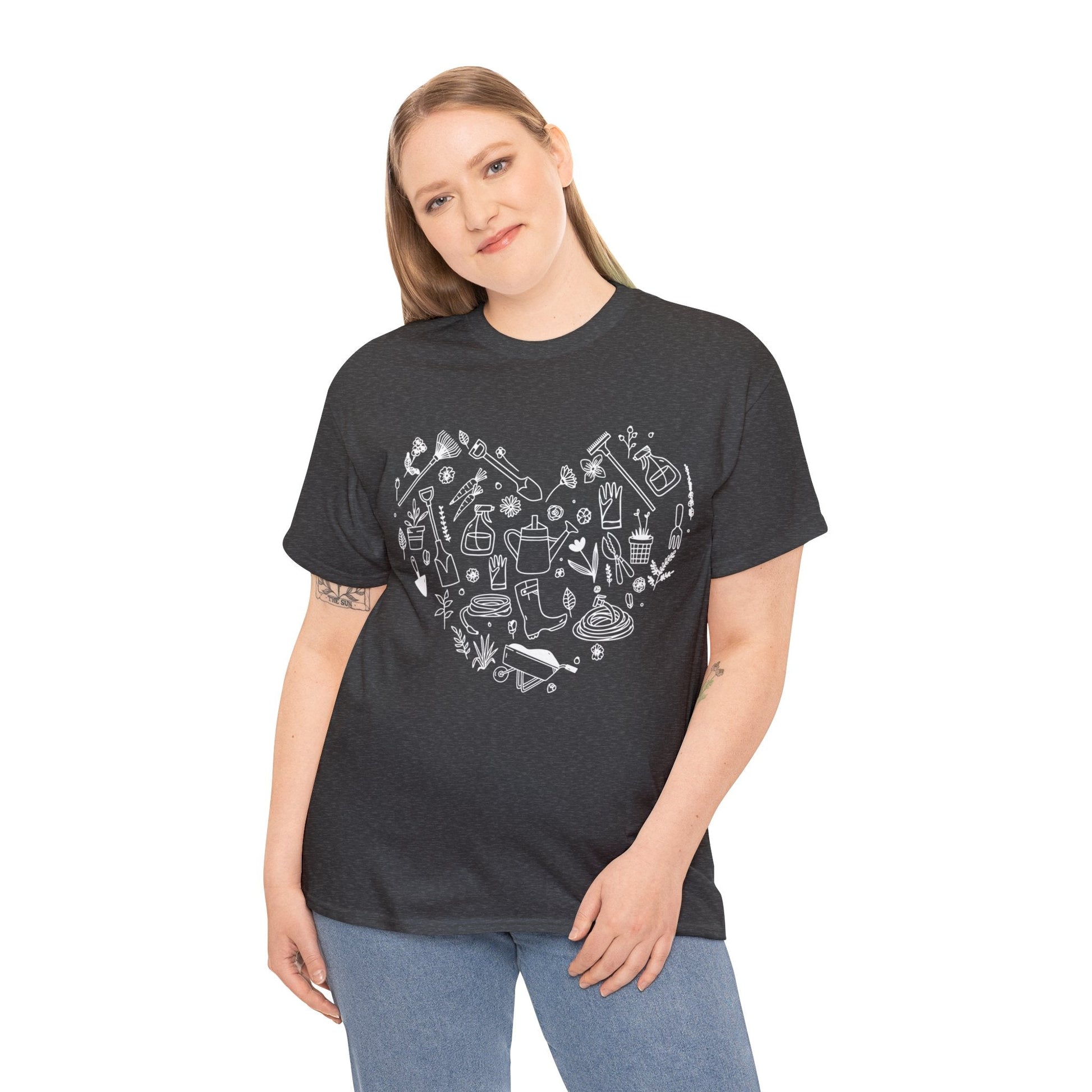 Heart Gardening Shirt for Garden Lover Unisex Heavy Cotton Tee.