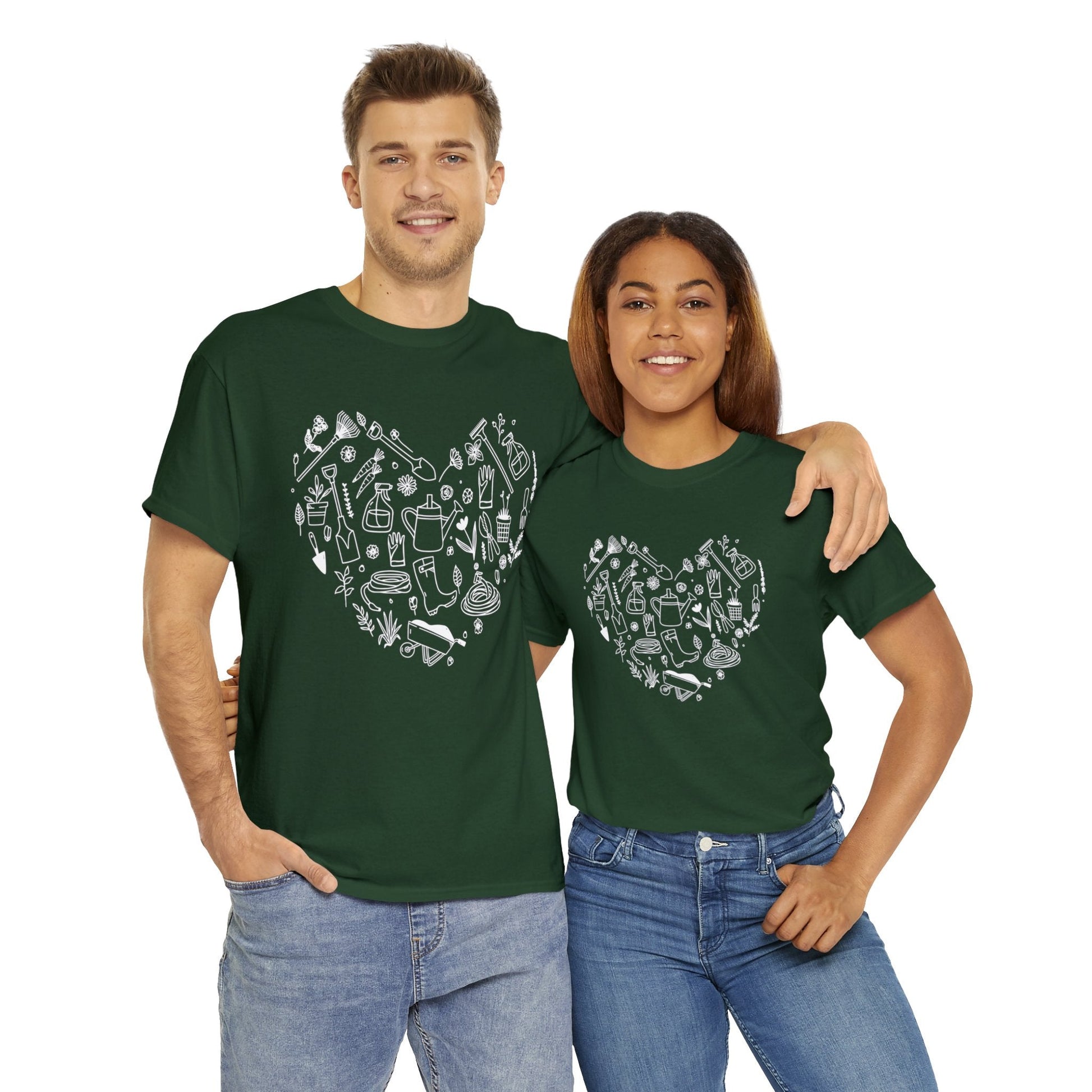 Heart Gardening Shirt for Garden Lover Unisex Heavy Cotton Tee.