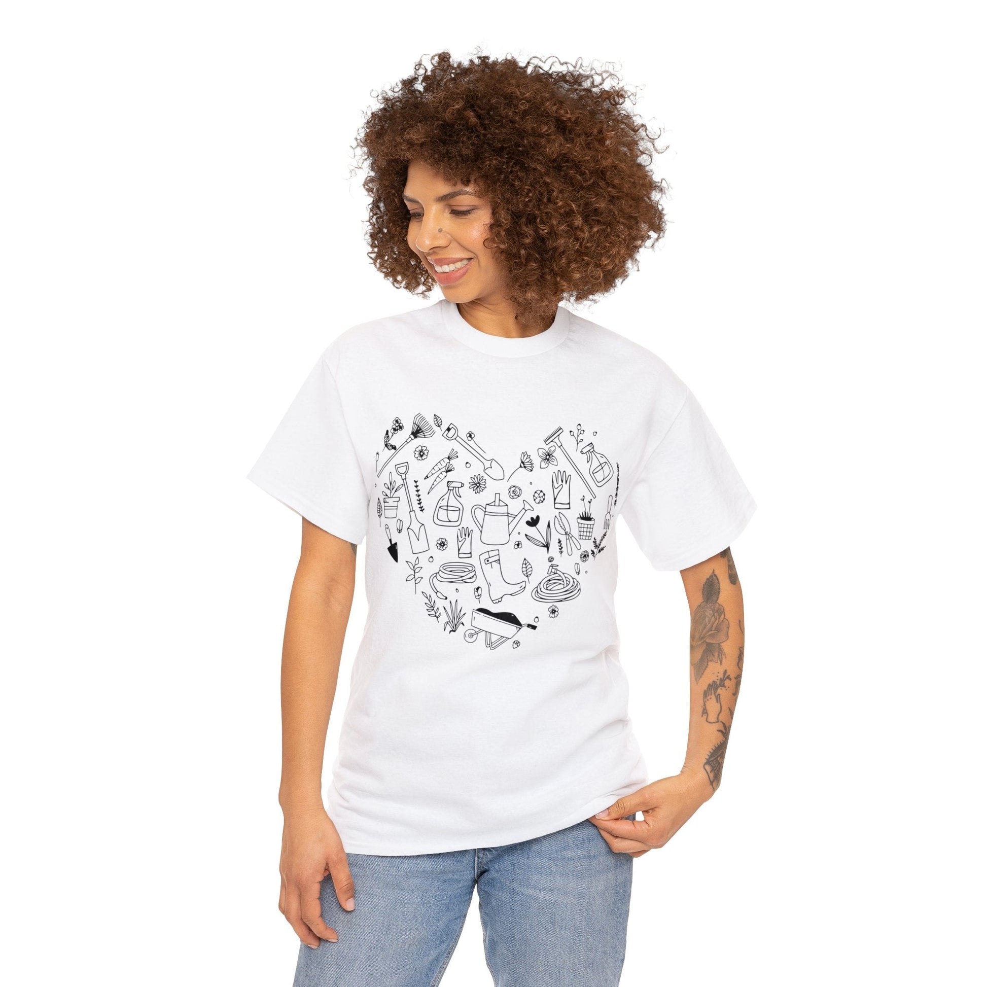 Heart Gardening Shirt for Garden Lover Unisex Heavy Cotton Tee.