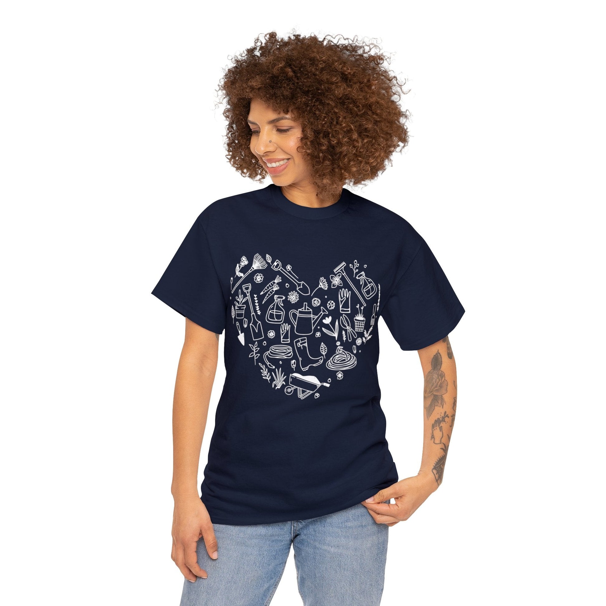 Heart Gardening Shirt for Garden Lover Unisex Heavy Cotton Tee.