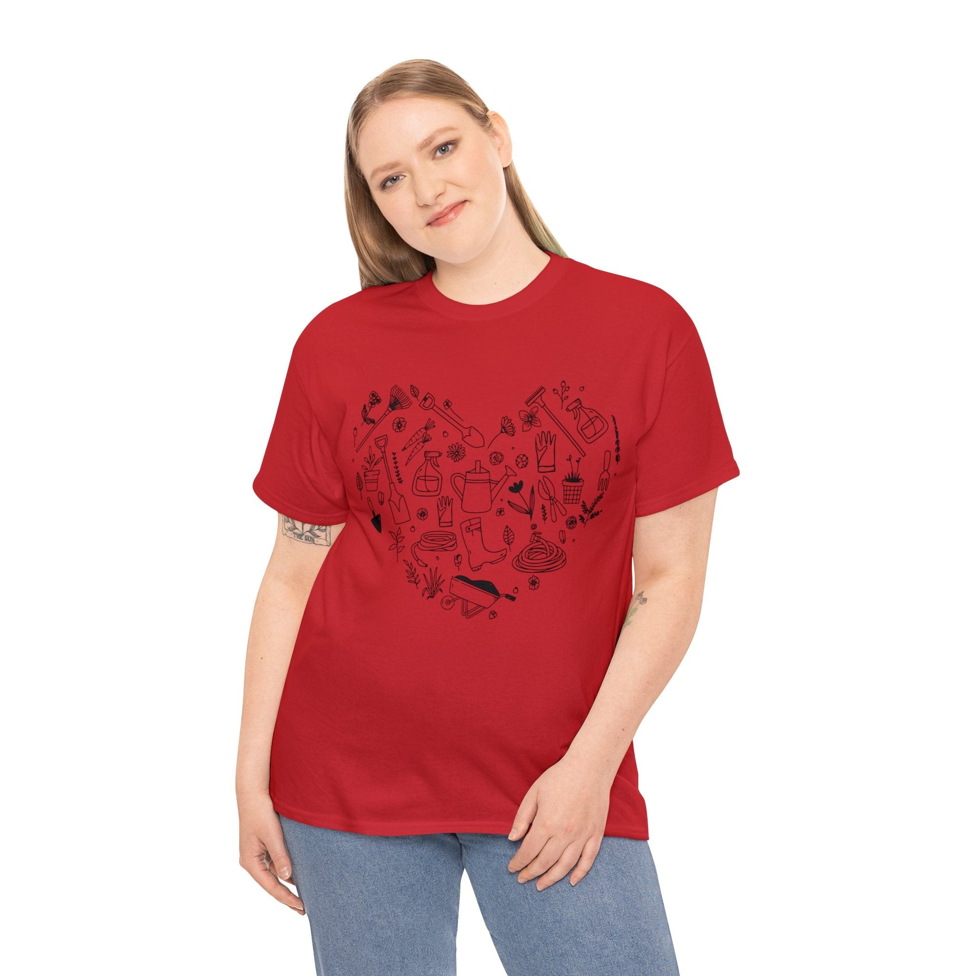 Heart Gardening Shirt for Garden Lover Unisex Heavy Cotton Tee.