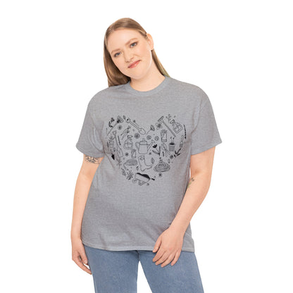 Heart Gardening Shirt for Garden Lover Unisex Heavy Cotton Tee.