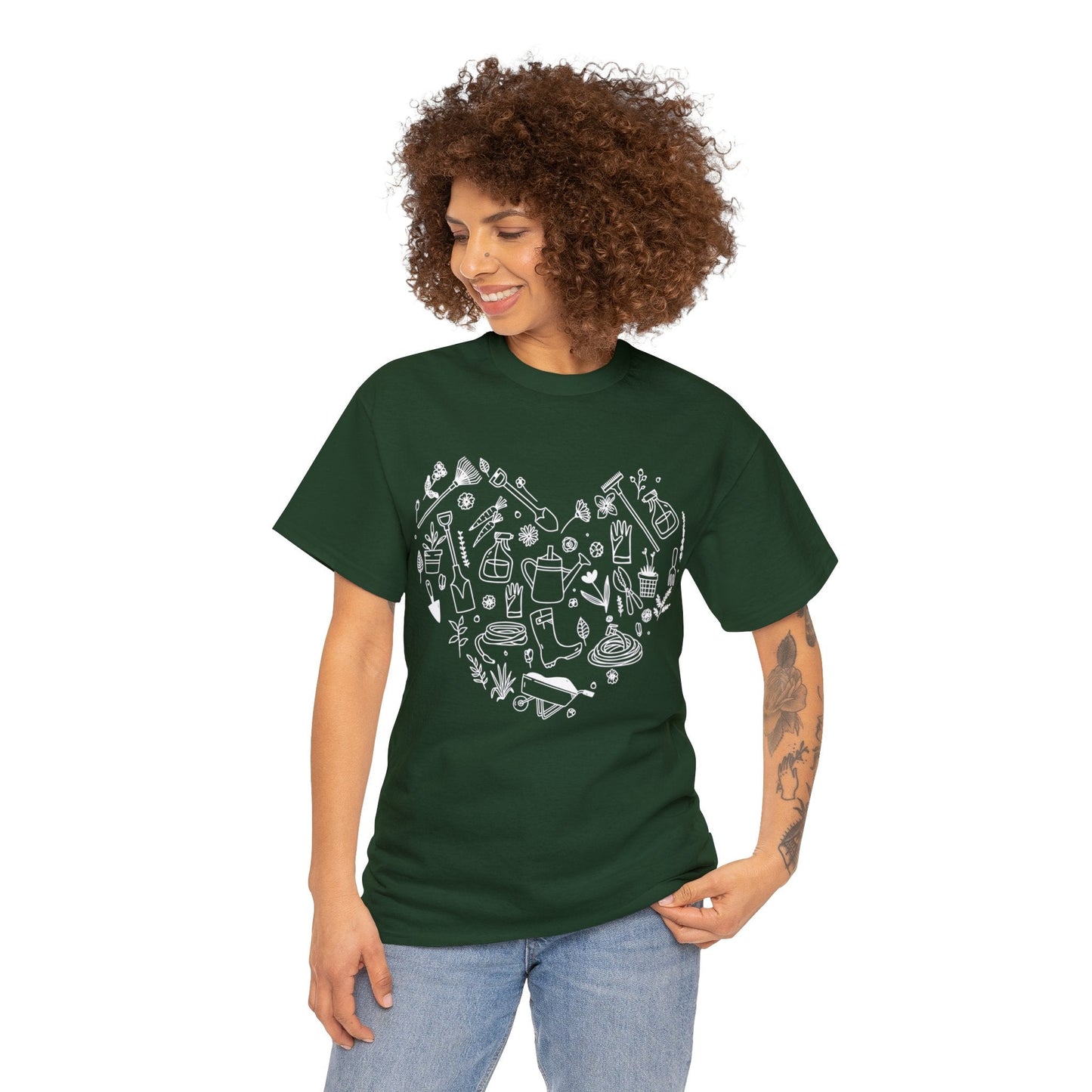 Heart Gardening Shirt for Garden Lover Unisex Heavy Cotton Tee.