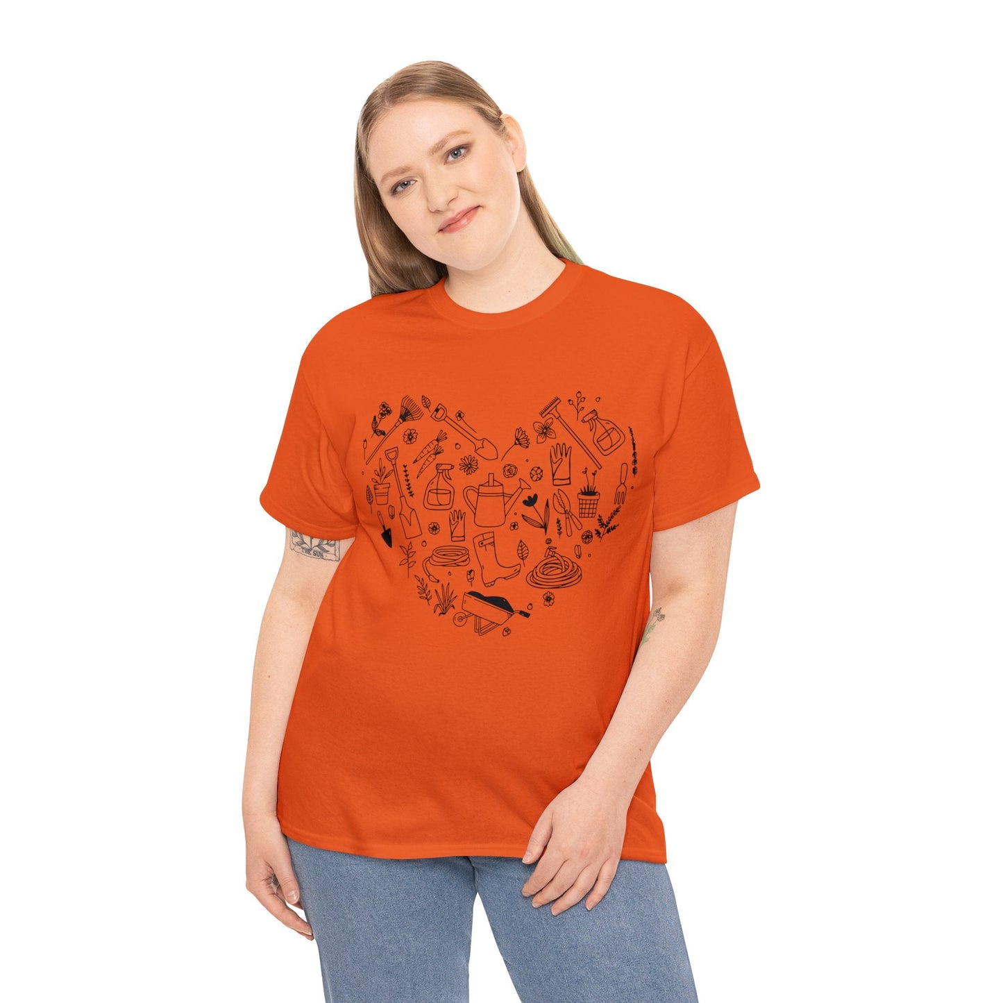 Heart Gardening Shirt for Garden Lover Unisex Heavy Cotton Tee.