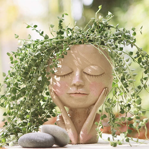 Girls Face Head Flower Planter Succulent.